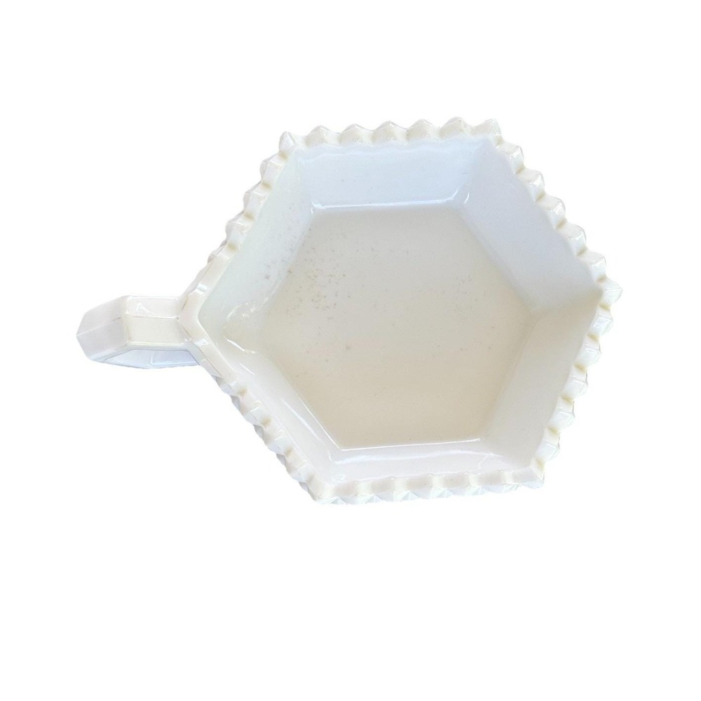 Vintage Westmoreland Glass Company Hexagonal Hobnail Milk Glass Trinket Tray